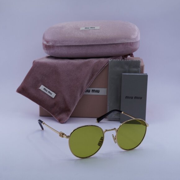 Miu Miu MU55ZS 5AK07O Round Sunglasses – Gold - Picture 4 of 9
